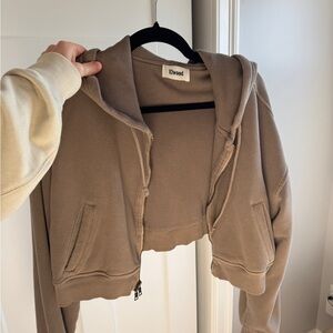 Tan Cropped Hooded Jacket